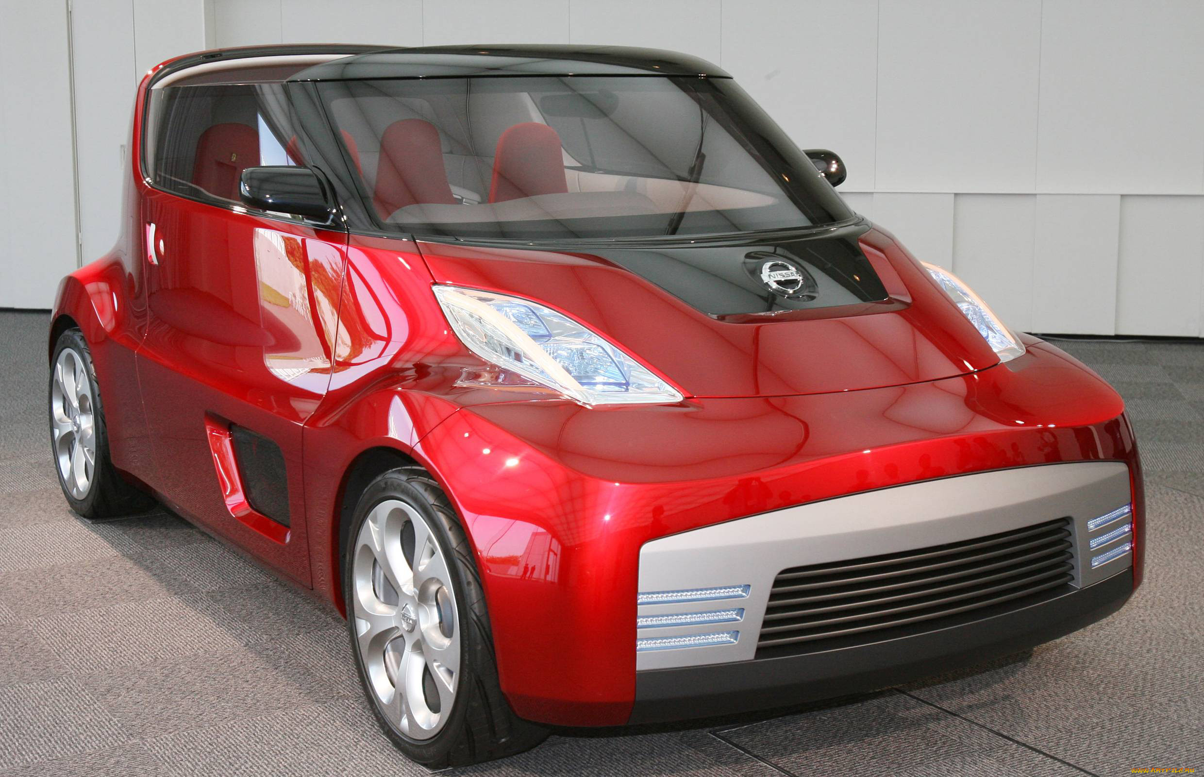 Обои Nissan mini concept Автомобили Nissan/Datsun, обои для рабочего стола,  фотографии nissan mini concept, автомобили, nissan, datsun, выставка,  concept, mini, автосалон, красный Обои для рабочего стола, скачать обои  картинки заставки на рабочий